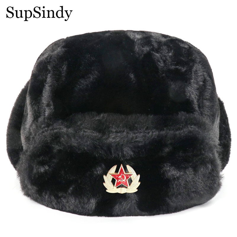 Trapper Hat Ear Flap - SupSindy Lencana Soviet Ushanka Topi Bomber