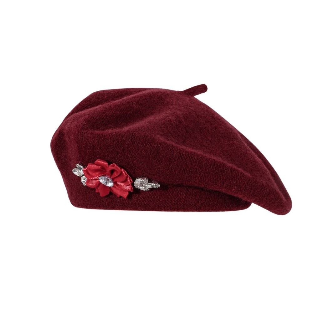 Beret Wol Warna Solid Manis de - Beret French Wool ulasan dan harga